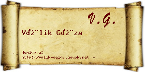 Válik Géza névjegykártya